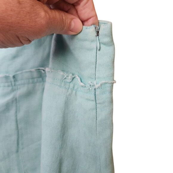 Twenty-One 100% Linen Aqua Blue Pleated Skirt SZ LG - Picture 8 of 10